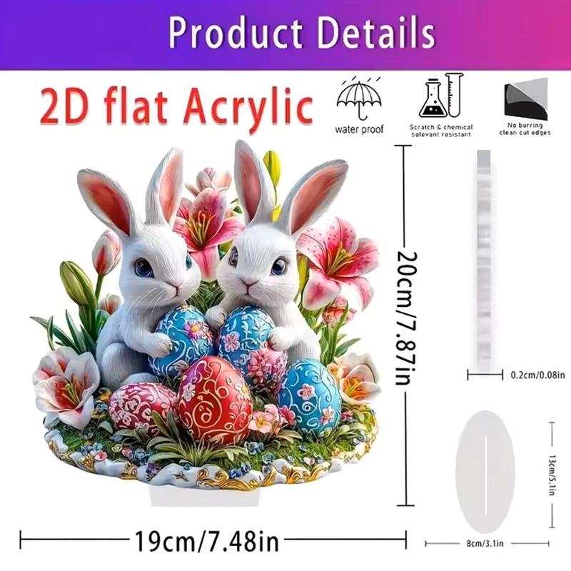 Bohemian Style 2D Acrylic Cute Easter Egg Rabbit Village DIY Decoration Festival Decor Desktop Ornament Easter Gifts For Bedroom