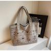 Cute Versatile Canvas Tote Bag Cartoon Dog Pattern Large Capacity Shoulder Bag Korean Style Women's Handbag for Women
