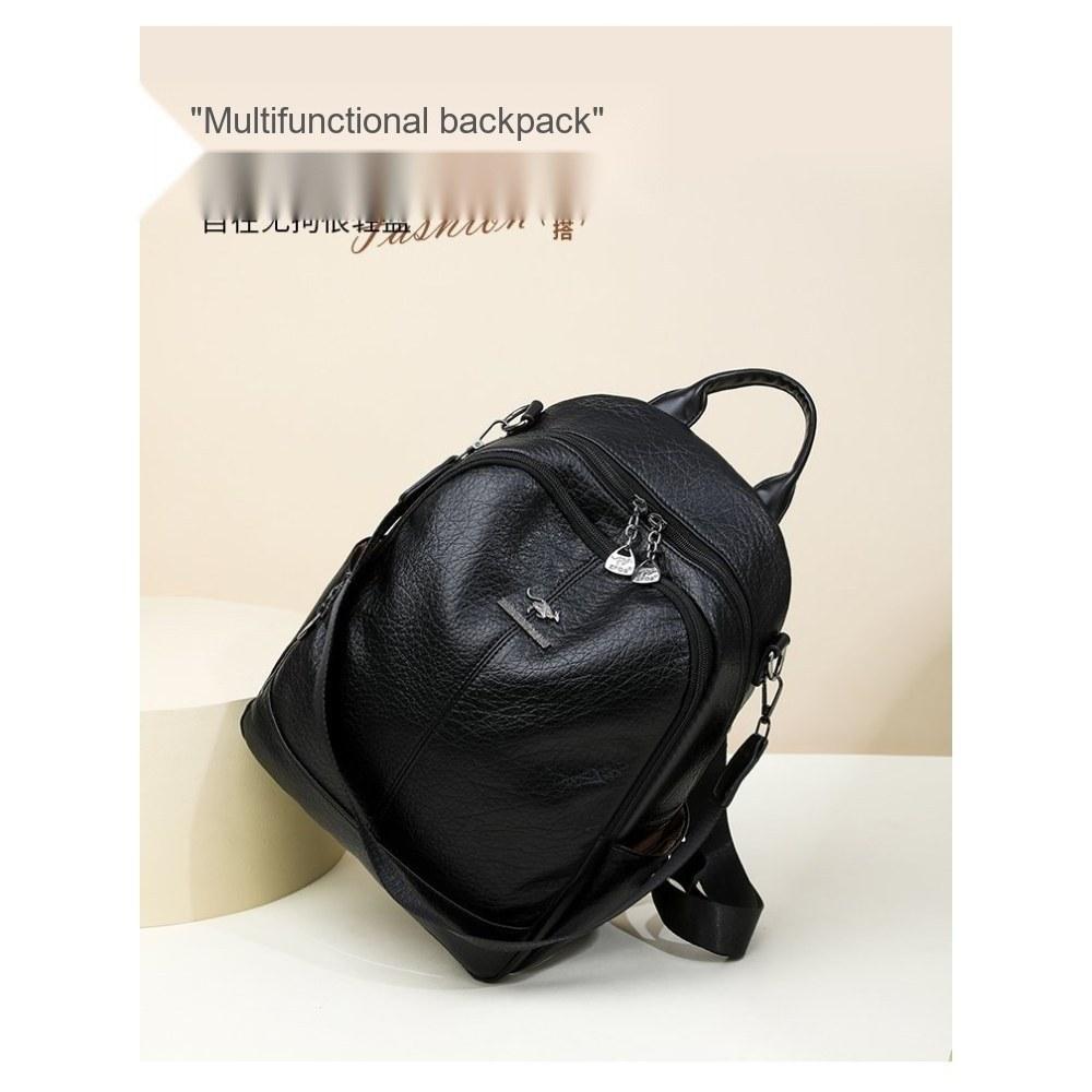 Women Large Capacity Soft PU Backpack with Adjustable Straps for Daily Commute
