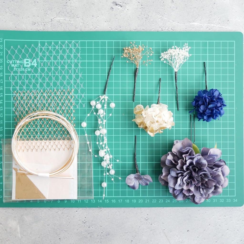 Lomeri Dahlia Hair Ornament with Pearl Perfect for and Wedding D44 Shower, Coming-of-Age Ceremonies, Graduations, Weddings, Photoshoots, (Navy)