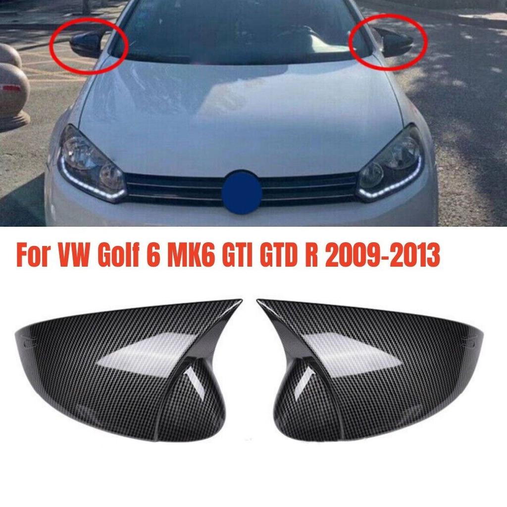 For VW Volkswagen Golf 6 MK6 GTI GTD 2009-2013 Car Rearview Side Mirror Cover Wing Cap Exterior Door Case Trim Carbon Fiber Look
