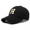 H Letter Embroidery Baseball Cap Outdoors Breathable Sun Protection Peaked Hat