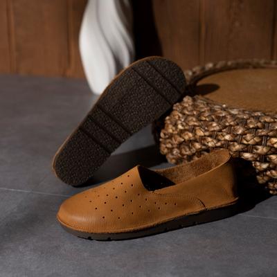 Leder Lochschuhe Damen Sommer neu erste Schicht Rindsleder weichsohlige Damenschuhe Einschlupf Rindsleder Herrenschuhe