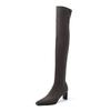 New women's knee boots European and American large size boots pointed high heel zipper thin heel knee elastic boots autumn and winter women's boots