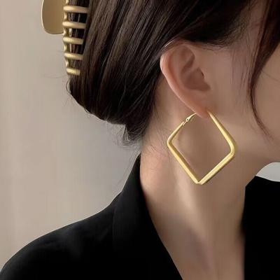 Trendy Gold Silver Color Simple Hoop Earrings For Women Brinco Jewelry Vintage Rhinestone Metal Earrings Retro Party Jewelry