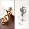 Accessoires DIY Décoration Sac à dos Épingles à col Microphone vintage Note de musique Broche dorée