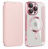 Luxury Transparent Flip Leather Wallet Magnetic Phone Case For iPhone 15 16 17 Pro Max 14 13 12 11 Card Bag For Magsafe Cover