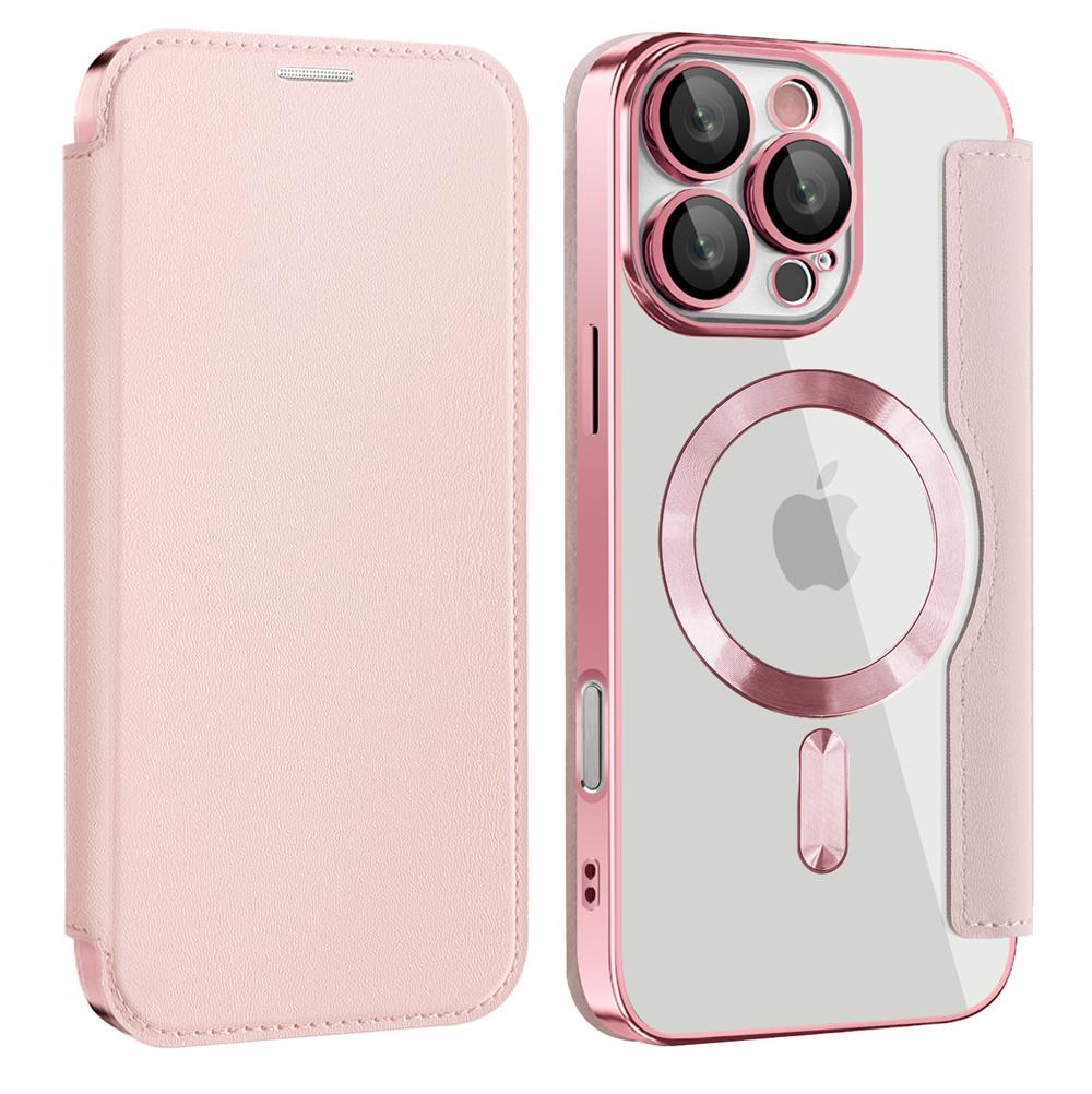 Luxury Transparent Flip Leather Wallet Magnetic Phone Case For iPhone 15 16 17 Pro Max 14 13 12 11 Card Bag For Magsafe Cover