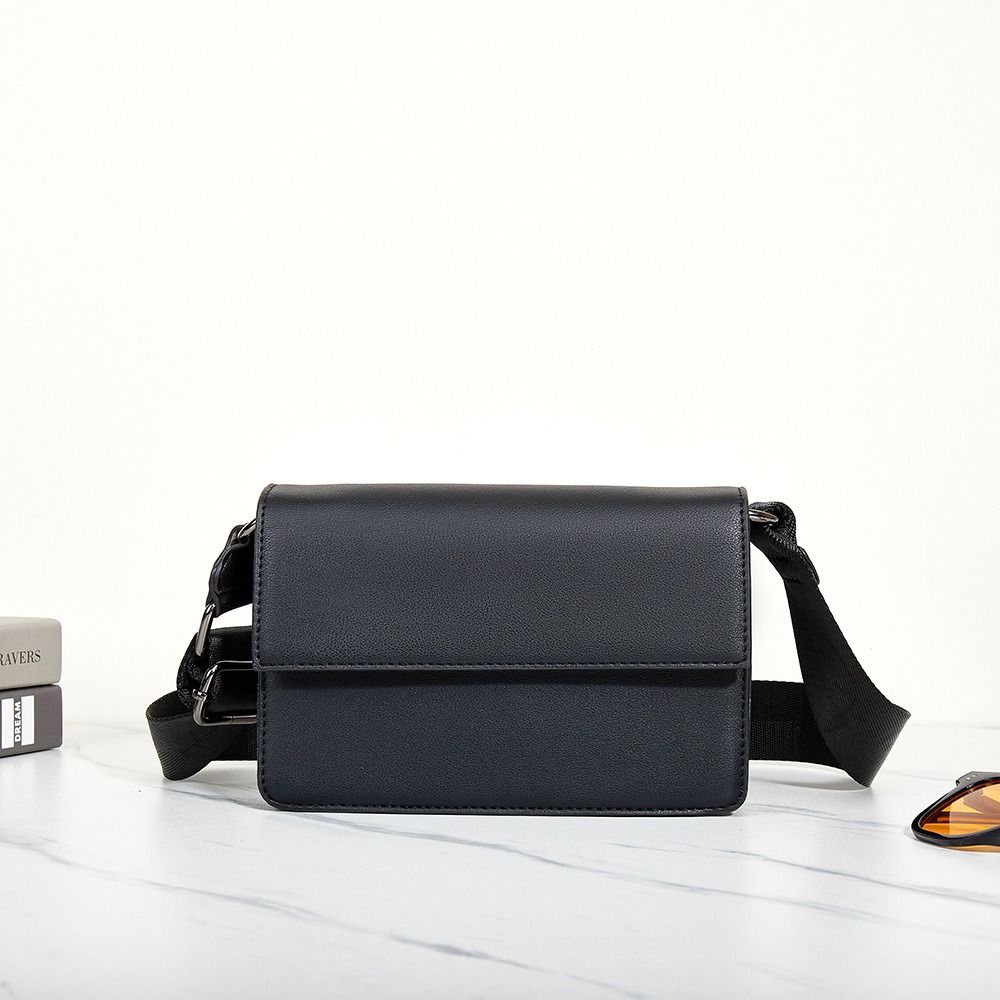 Large Capacity Men's Messenger Bag Black Rectangular Shoulder Bag Simple Male Crossbody Bag  Daily