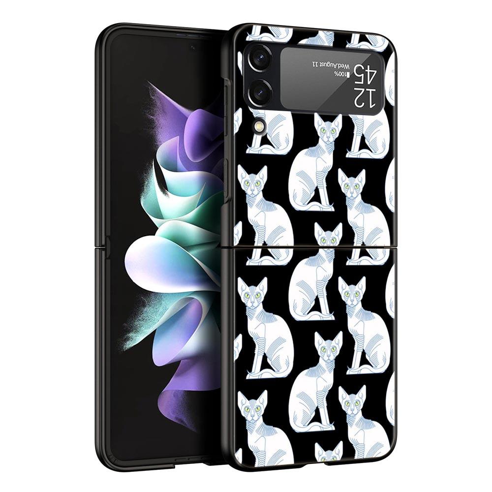 Роскошный подарочный чехол для телефона Samsung Galaxy Z Flip 4 Fold Hard PC Shell для Samsung Z Flip 3 5G Cover Fashion Cute Cat Aesthetics Galaxy Z Flip 4