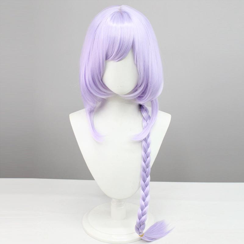 Genshin Impact Qiqi Zombie Cosplay Wig Long Purple Hair Halloween Party Prop