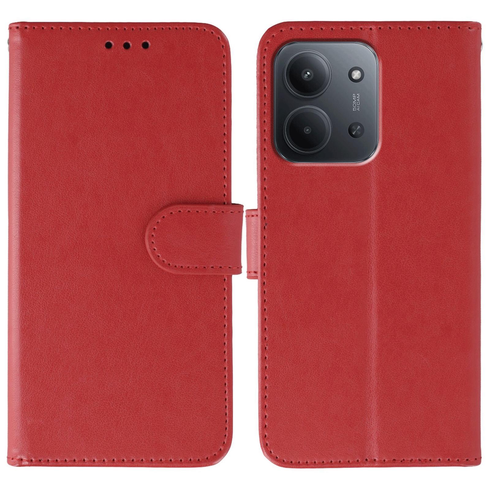 

Для Xiaomi Redmi 15C 5G (Європа) (173 мм)/15C 4G (Європа) (173 мм) Чохол PU Шкіра Відкидний Гаманець Чохол для Телефону з Ремінцем Red