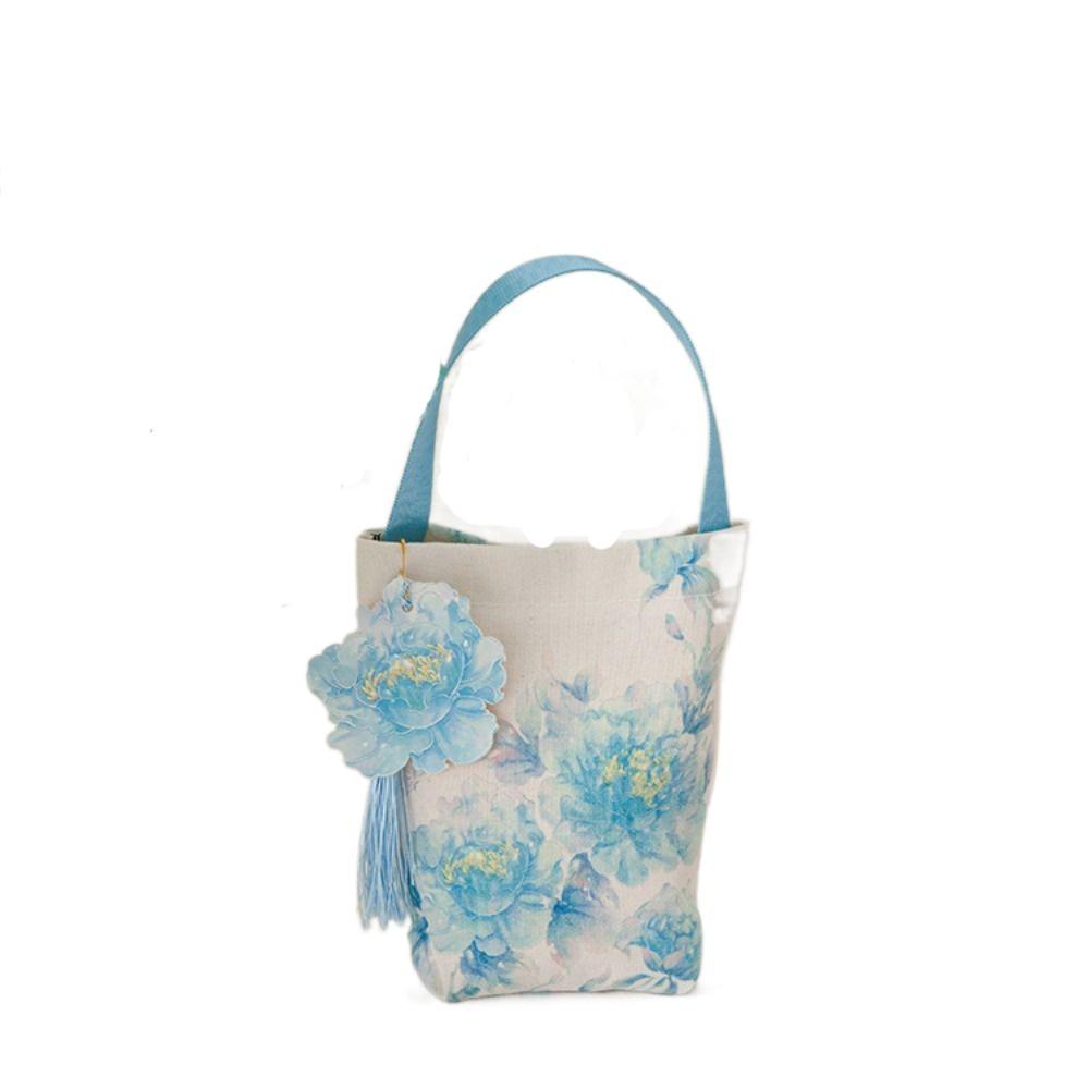 

Темперамент Цветок Кисточка Сумка на запястье Принт Свадебный пакет для конфет Элегантная праздничная коробка для сахара Фестиваль синий