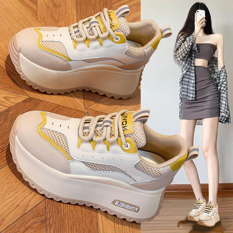 Daddy Shoes Girl 2025 Spring and Summer New Leather Muffin Platform Sole Casual Forrest Gump Shoes Versatile Sports Women's Shoes Tide