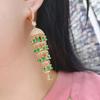 Exaggerated Luxury Full ZIRCON Long Waterdrop Chain Tassel Lantern Earrings 925 Silver Needle Wind Bohemia Ethnic Jewelry