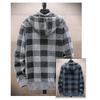 Herbst Winter Herren Mantel Reißverschluss Strick Langarm Dicker Plüsch Kariert Print Kapuzen Oberbekleidung Locker Doppeltaschen Täglich Sport Outdoor Arbeit Hoodie