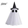 Léčivý styl Sváteční dekorace duchů Dekorace na Halloween, Strašidelná síťovina s flitry a kloboukem čarodějnice/mašlí, Roztomilé dekorace Malá stojící stolní dekorace