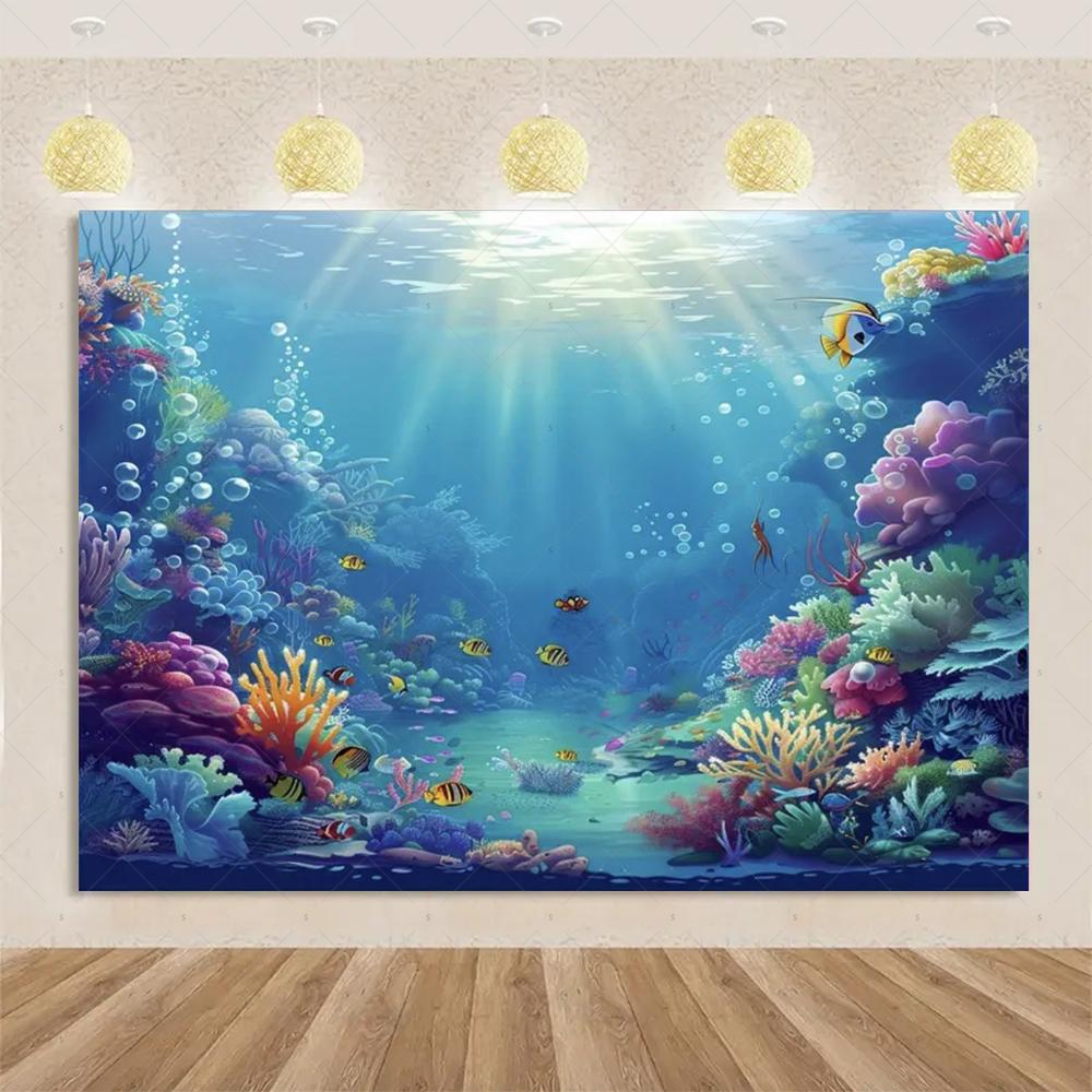 Marine Life Exploration Ocean Theme Series Birthday Party Decoration Background Cloth Gift Underwater Banner Photography Studio