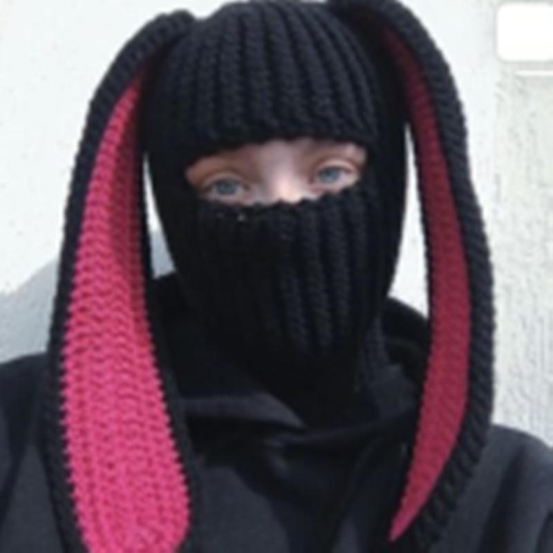 Crochet Halloween Party Funny Style Parent-child Horn Hat Ski Mask Woolen Hat
