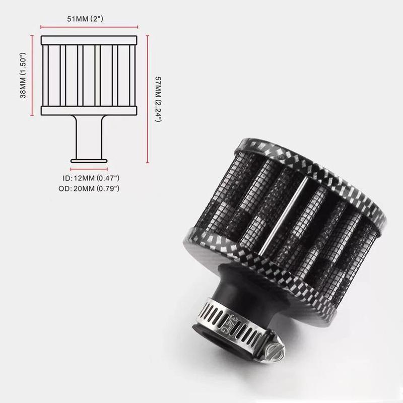 Universelle Schnittstelle Auto Luftfilter Klein 12mm Für Motorrad Turbo Hoher Durchfluss Racing Kaltluftansaugfilter Pilzkopf