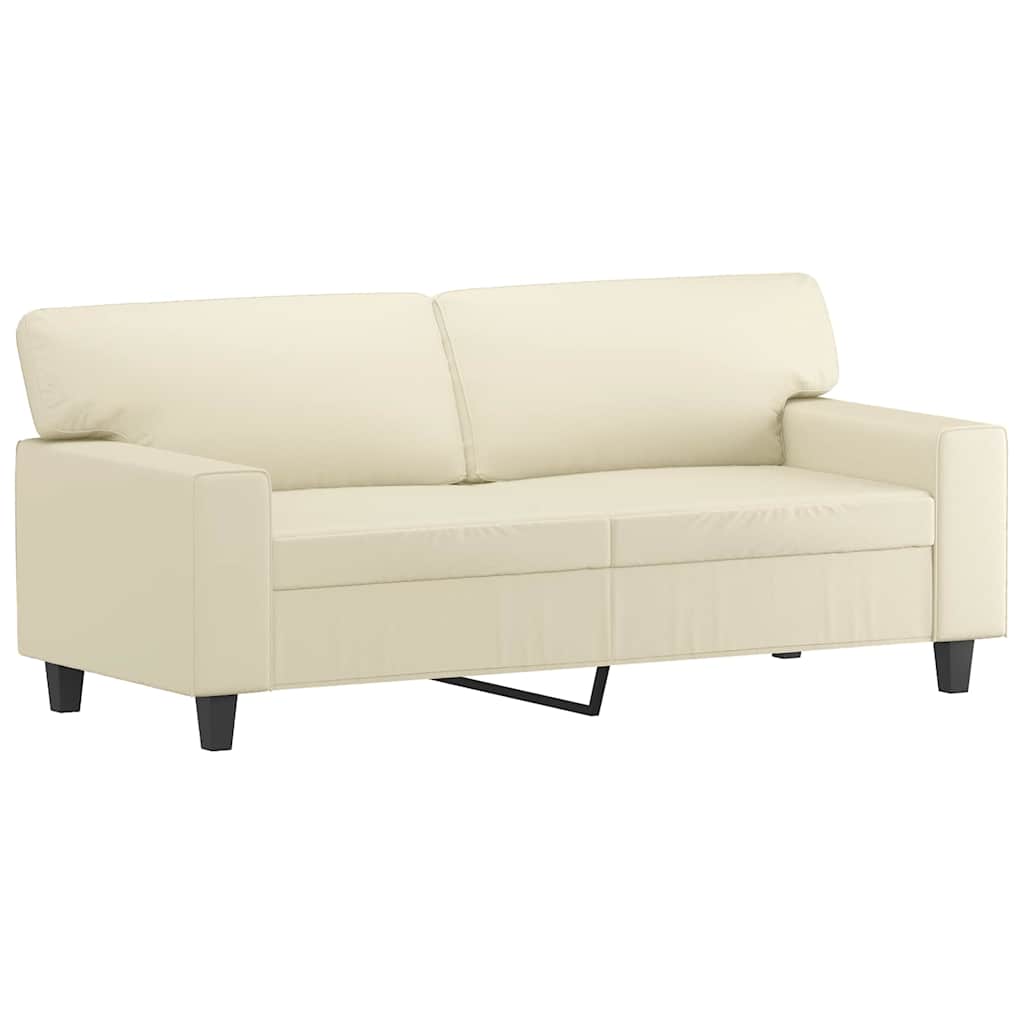 2 Seater Cream Sofa 140 Cm Faux Leather