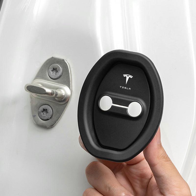 4Pcs/Set Car Door Stopper Cover Door Lock Protective Covers Styling For Tesla Model S Model X Model Y Cybertruck Model 3 Model Y