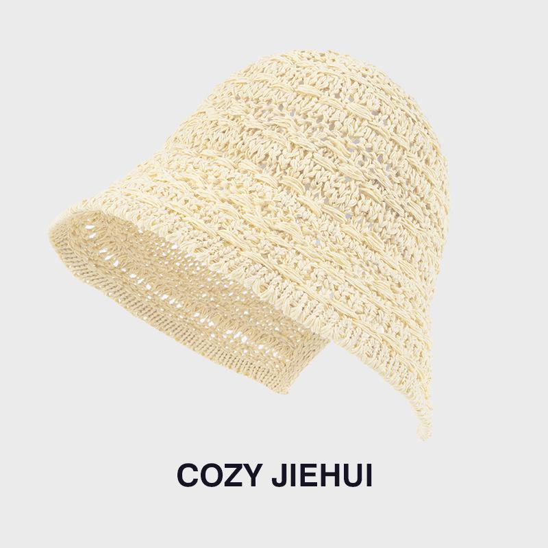 Women's Breathable Knit Bucket Hat - Spring/Summer Sun Protection, High-End Fisherman Style 2025