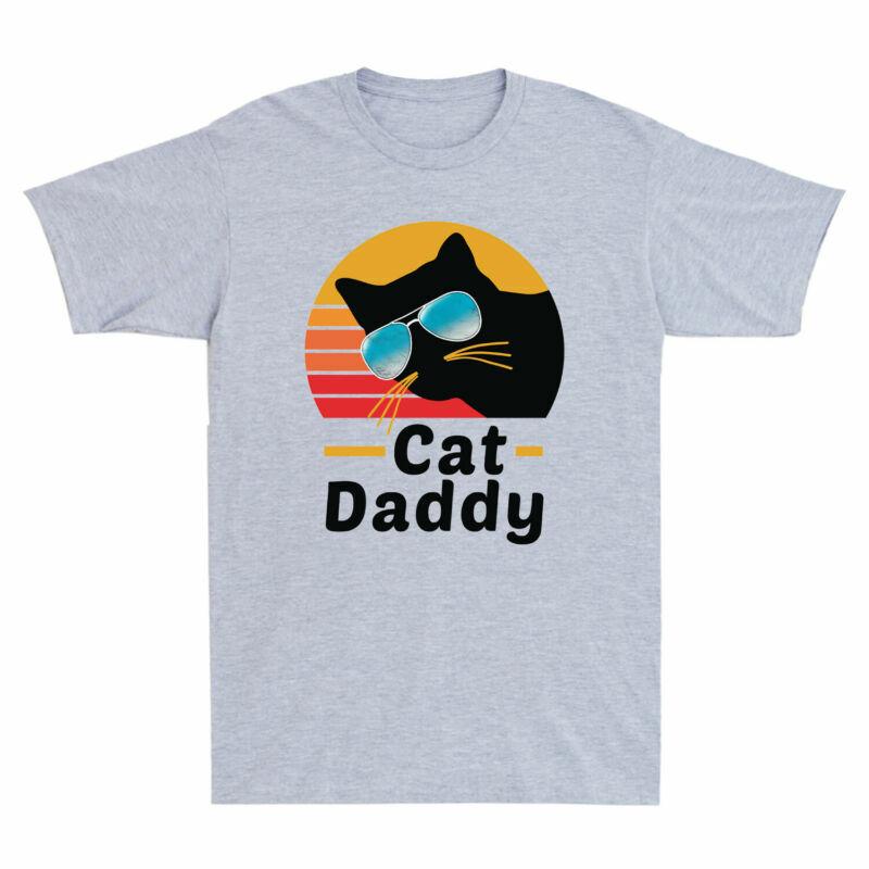 Cat 80s Tshirt Short Distressed Unisexs Vintage Sunglasses Funny Cat Daddy Sleeve