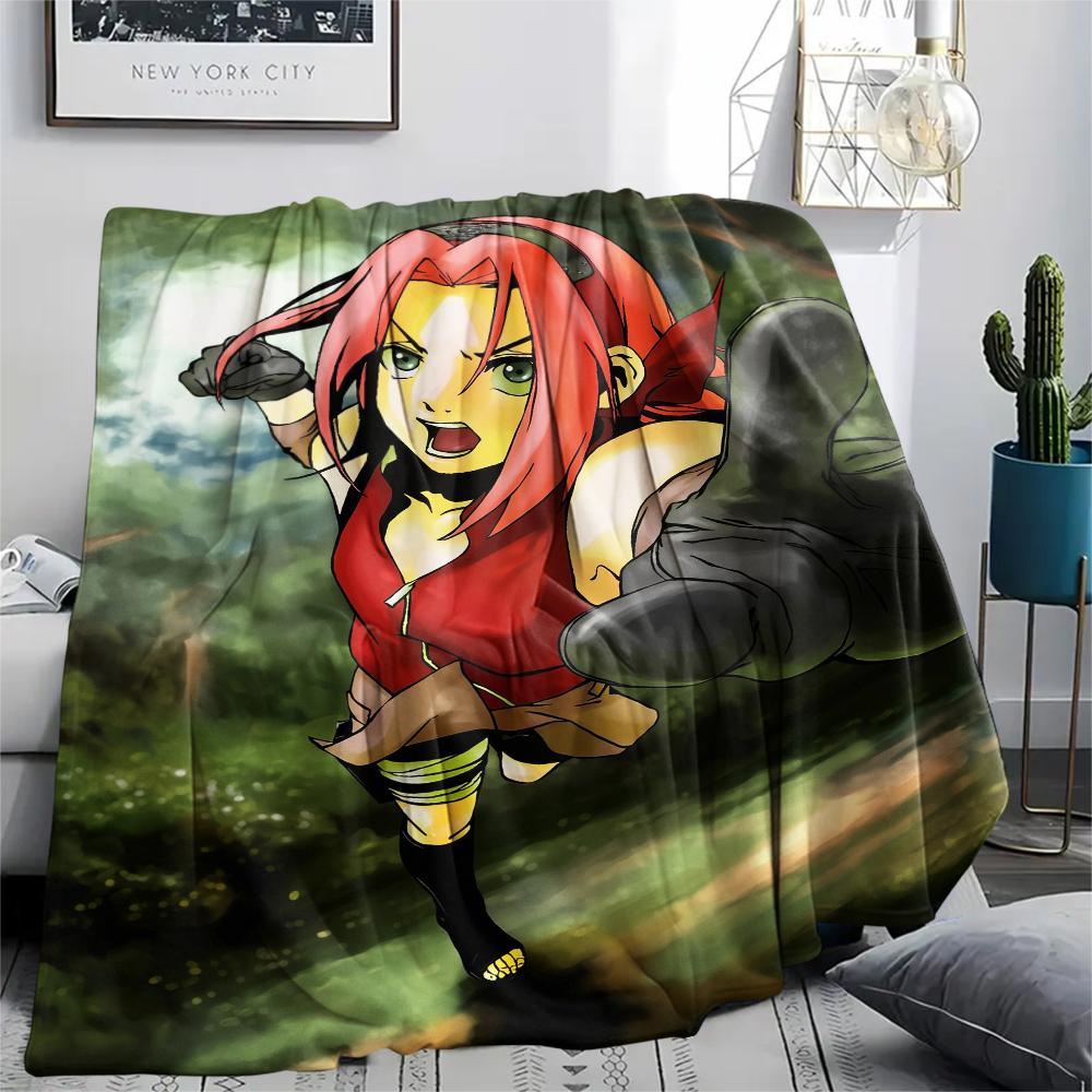 Naruto Sakura Haruno pattern Flannel Blanket, High quality Comfortable for All Seasons, Home Decor, Warmth and Comfort, Perfect for Gifts.
