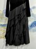 2026 Spring Women's Black Velvet Patchwork Slim Fit Luxury Long Dress