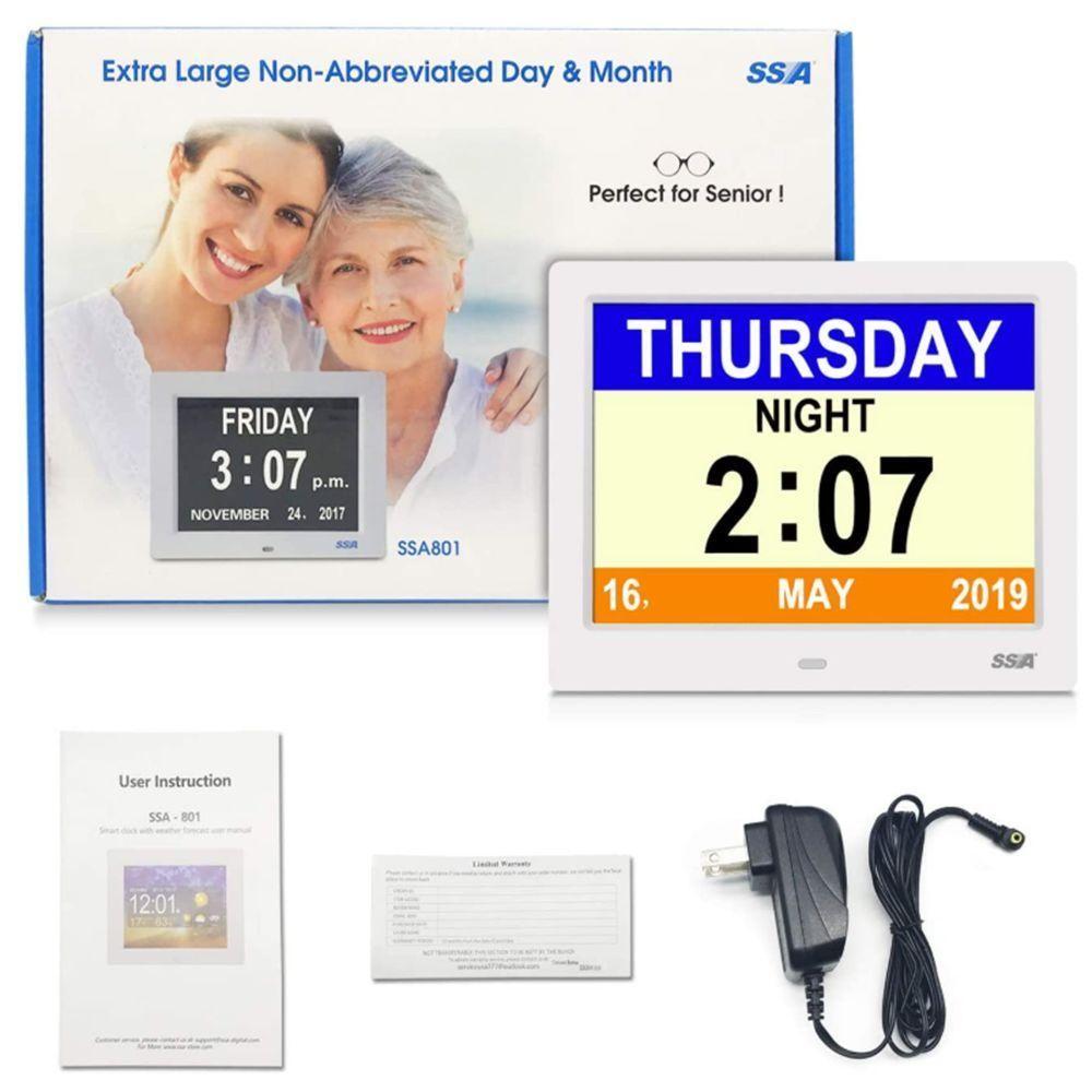 Digital Clock Home Decor Electronic Date Table Large LCD Screen Large Letter Electronic Dashboard Calendar Alarm Clock