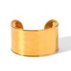 INS Western Style Exaggerated Hand Jewelry 18K Gold Plated Hammered Pattern Stainless Steel Open Bangle