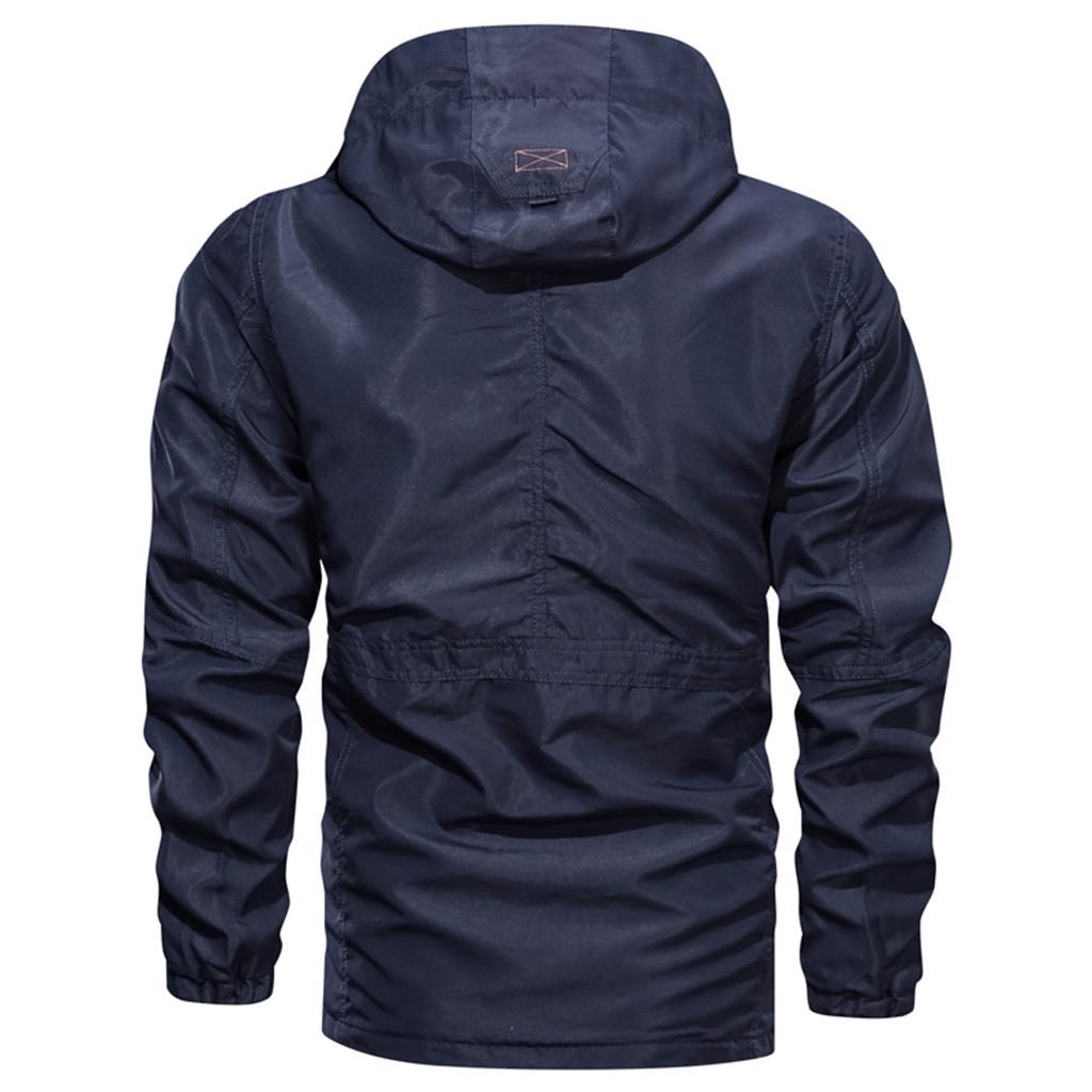 Men's Casual Autumn Winter Long Sleeve Hooded Zipper Outdoor Waterproof Jacket