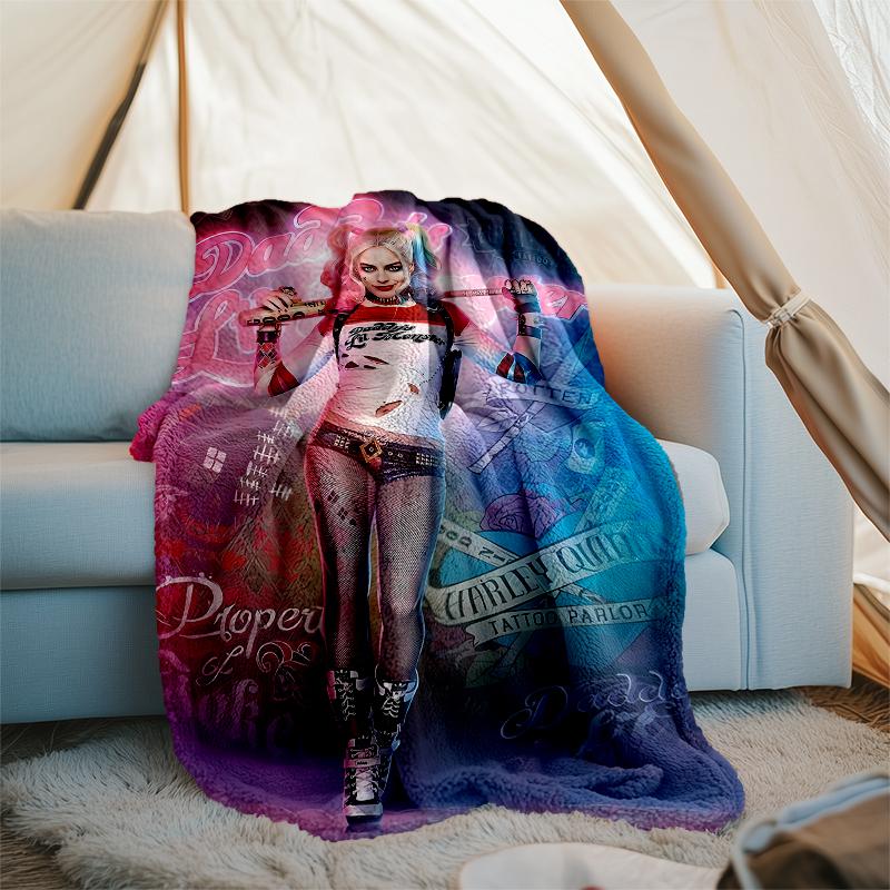 Harley Quinn Theme Printed Blanket - Perfect for Couch, Bed, Travel & Outdoor Use | Machine Washable, Cozy & Durable.