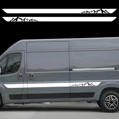 Car Side Stripe Stickers For Fiat Ducato L3 L4 (2006-On) Camper Motorhome Van Vinyl Mountain Tree Decoration Decals Accessories