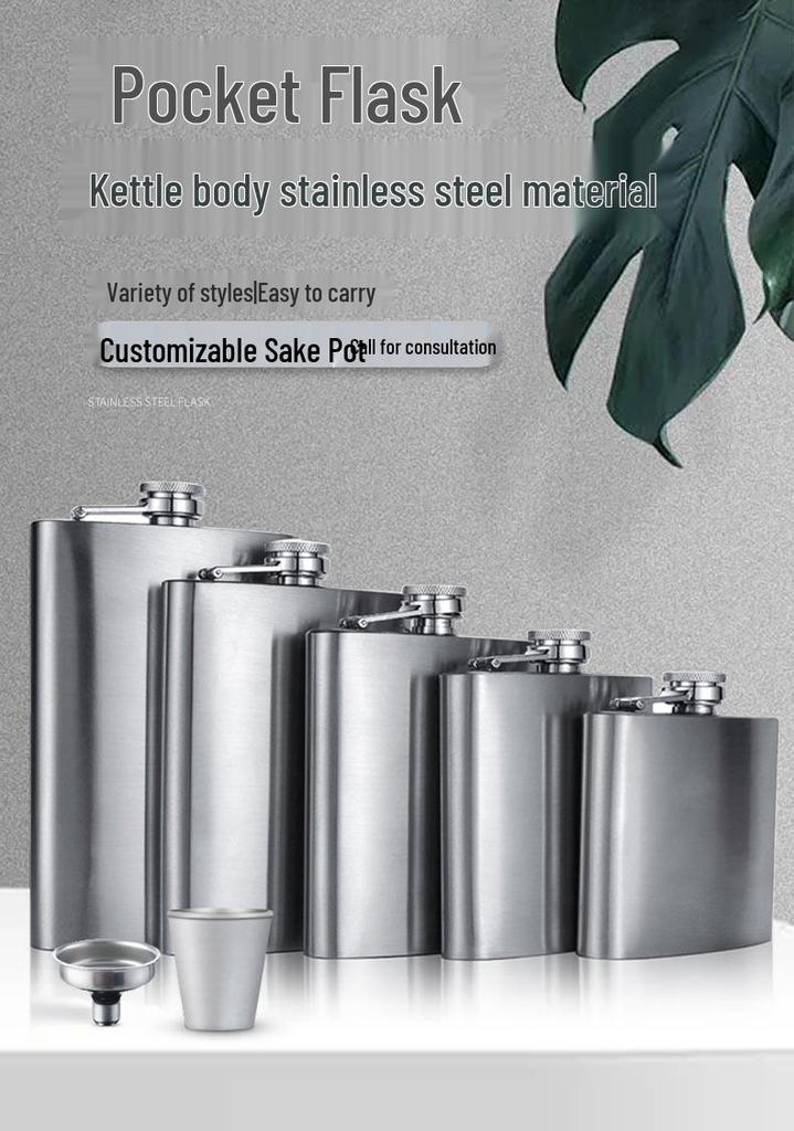 Portable Stainless Steel Leather-Covered Wine Flask for Outdoor Use