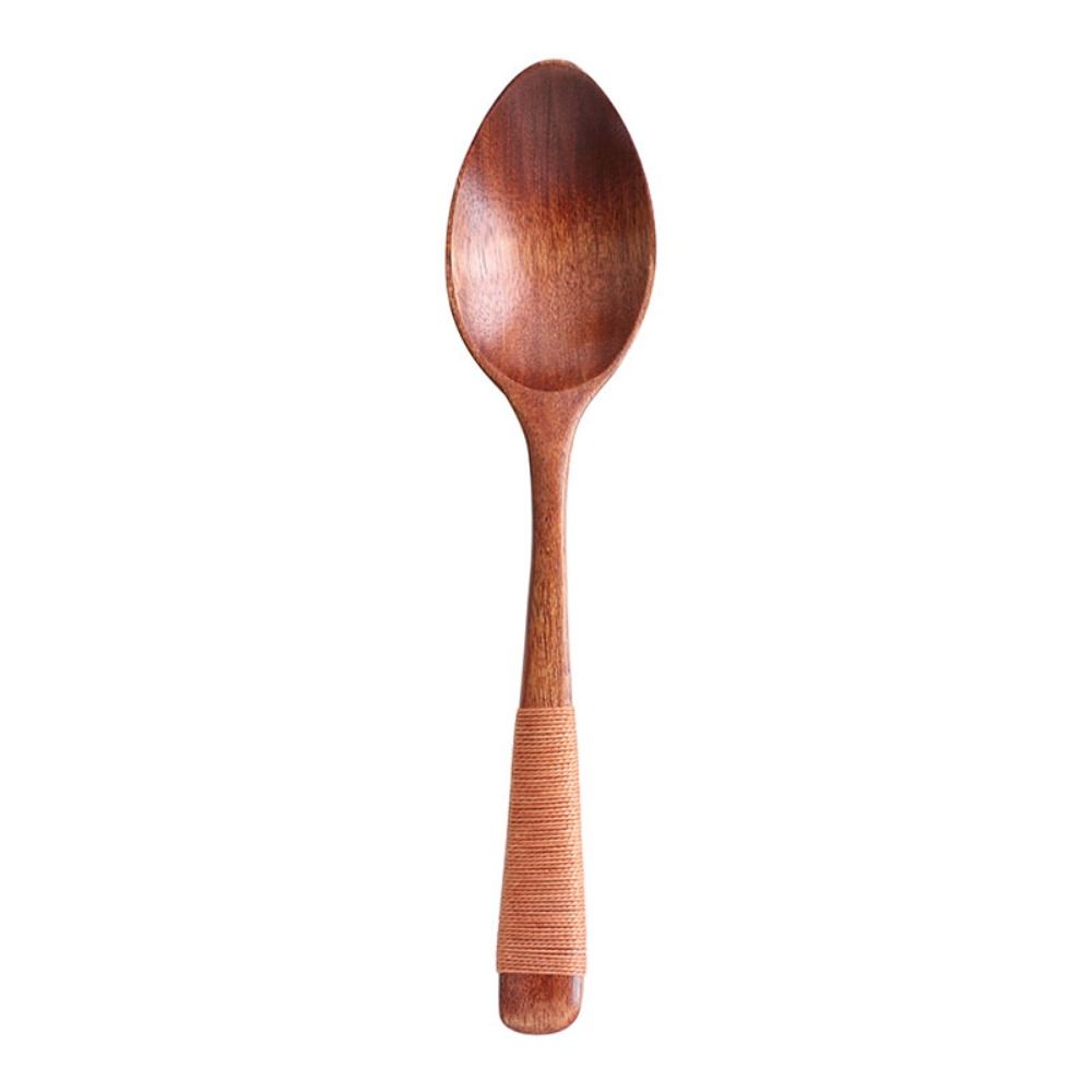 Kids Adults Elegant Eating Tableware Wooden Cutlery Kitchen Utensil Soup Spoons Scoop