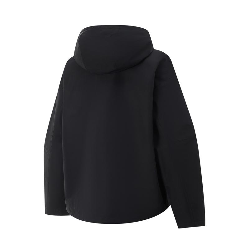 Li-Ning Comfortable Casual Simple Hooded Loose Zipper Solid Color Sports Windbreaker Women Outerwear Black AFDV742-4
