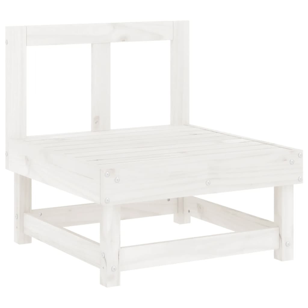 7 piece Garden Lounge Set White Solid Pine Wood