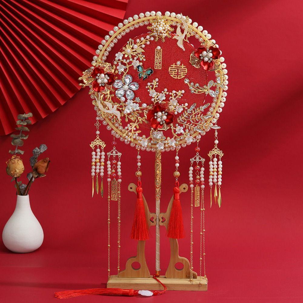 Long Handle Bride Group Fan Antique Style Decorative Fan Bride Hand Held Fan  Home Decoration