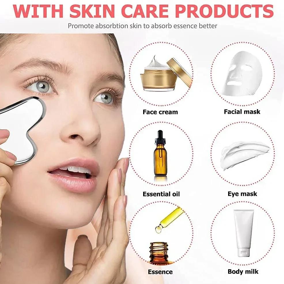 Reusable Ice Face Roller Stainless Steel Gua Sha Tool Set Skin Care Beauty Set Face Massage Roller Lifting Contouring Tools