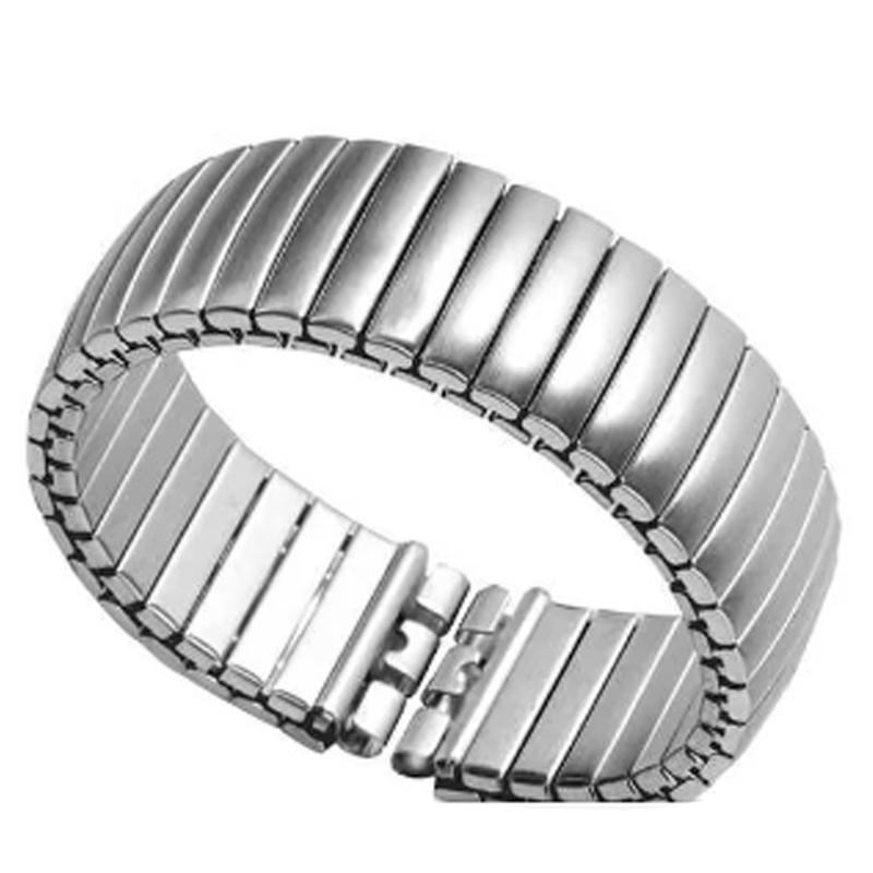 Elastic Stainless Steel Watch Strap for Swatch Watches Men Women Polished Matte Silver Metal Wrist Straps Replacement Bracelet