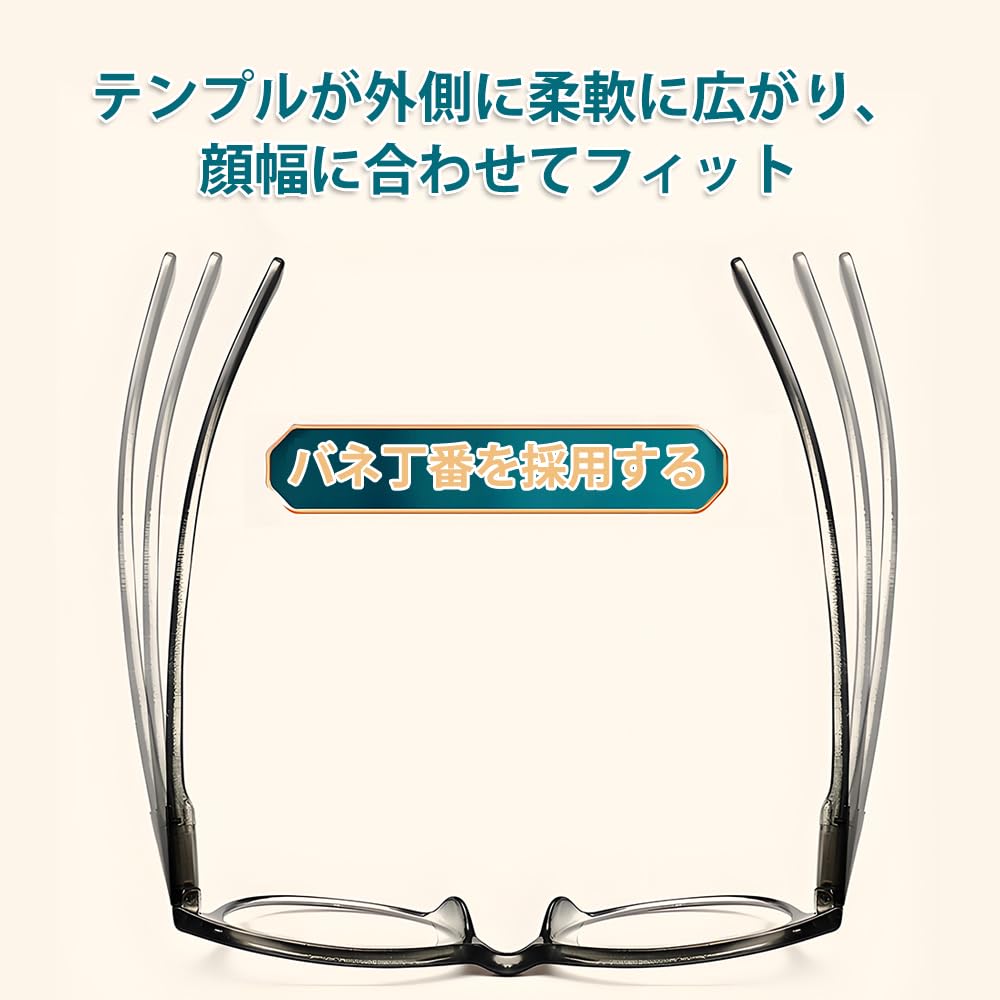 Reading Glasses for Blue Light Senior Spring B1385 [FEISEDY] Women, Stylish, Blocking, Glasses, Lightweight, Round, Hinges, Popular, Black, 1.5