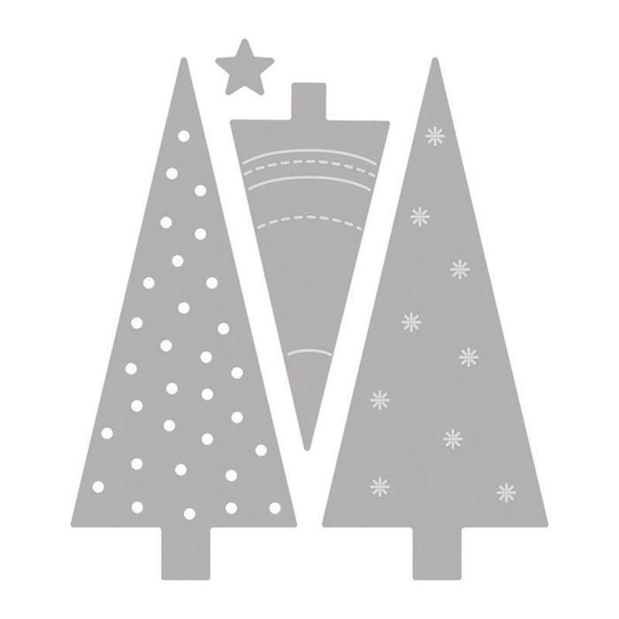 Cutting Dies Kit - LS - Xmas Tree - 0.7x0.7cm To 3x6.9cm - 4 Pieces - Black