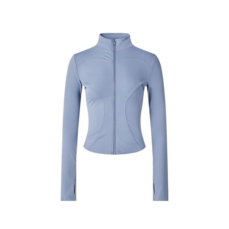 Women's Spring Yoga Jacket - Windproof Stand Collar, Slim Fit Zipper Cardigan for Running and Cycling.