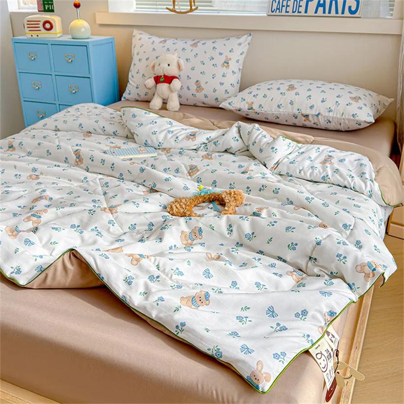 Summer Quilt Comforter Printed Thin Quilt for Home Decor Soft Cotton Breathable Air Conditioner Quilts Home Decor Soft Cotton Quilts