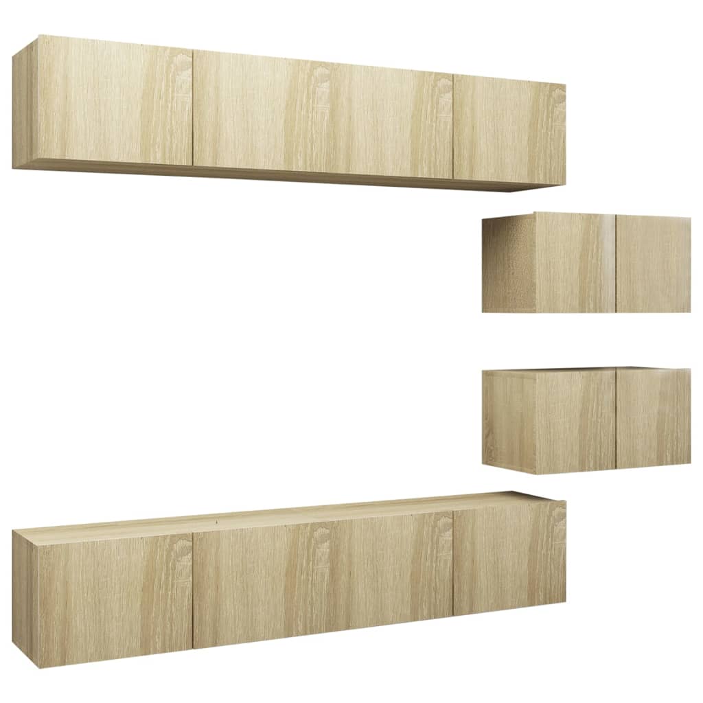 Vidaxl 6-Cz. TV Cabinet Set, Sonoma Oak, Wood-Based Material