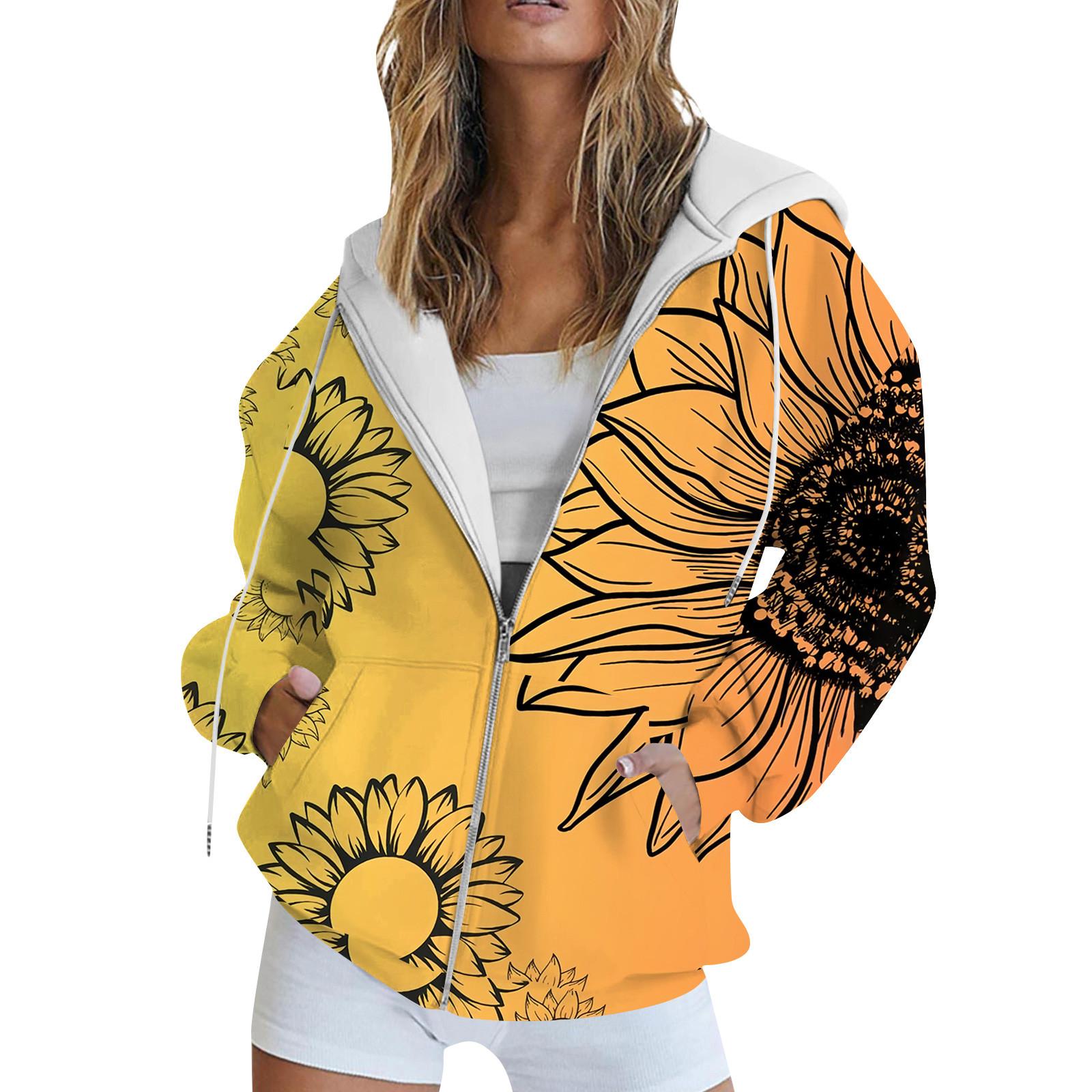 

Женская толстовка с длинным рукавом и принтом, куртка с длинными рукавами и карманами, на молнии, пальто с капюшоном S оранжевый