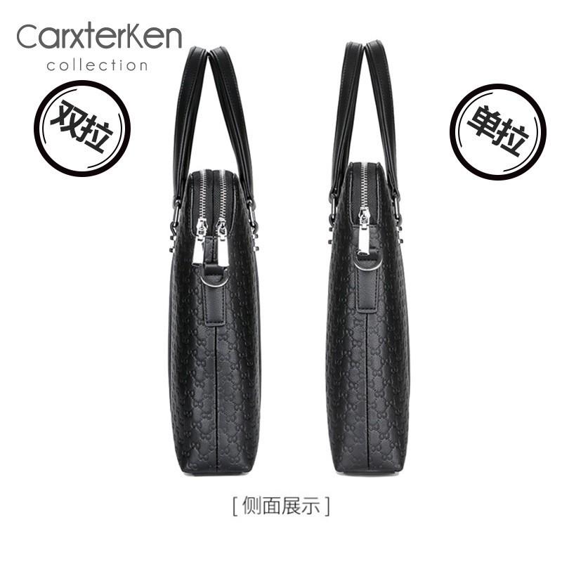 Mens Business Laptop Bag 15-inch Capacity Waterproof PU Leather Briefcase With Dual Zippers Crossbody Strap