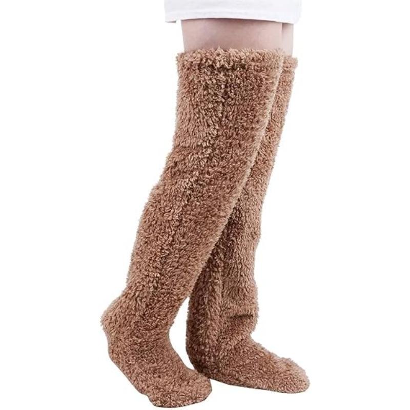 

Winter Warm Feet Stockings Women & Men Multifunctional Sleep Socks Breathable Fabric Foot Warming for Bed Sleep & Post-Surgery One Size коричневый